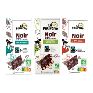 Panier trio de chocolats bio et équitable La Fourche