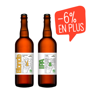 Panier duo de bières blonde et IPA bio La Fourche
