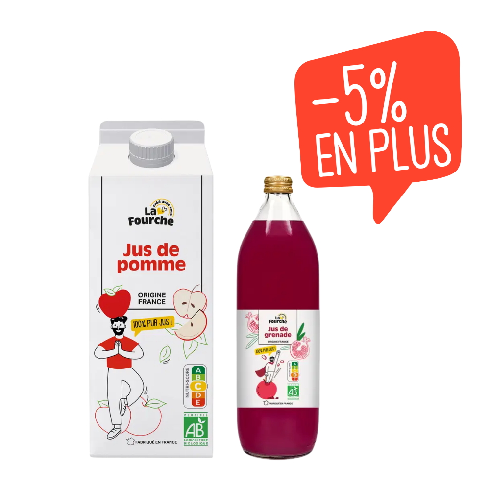 Panier duo de jus de fruits bio origine France La Fourche
