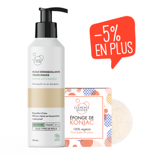 Panier duo démaquillage huile & éponge de konjac