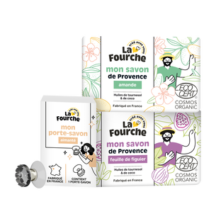 Panier duo savons certifiés Cosmos Organic & porte savon
