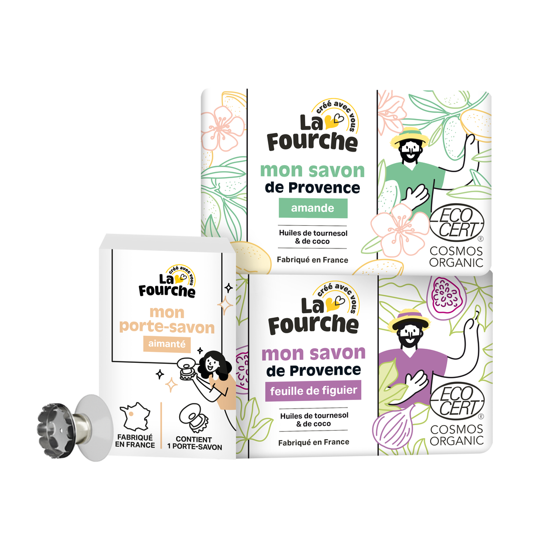 Panier duo savons certifiés Cosmos Organic & porte savon