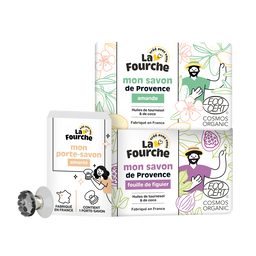 Panier duo savons certifiés Cosmos Organic & porte savon