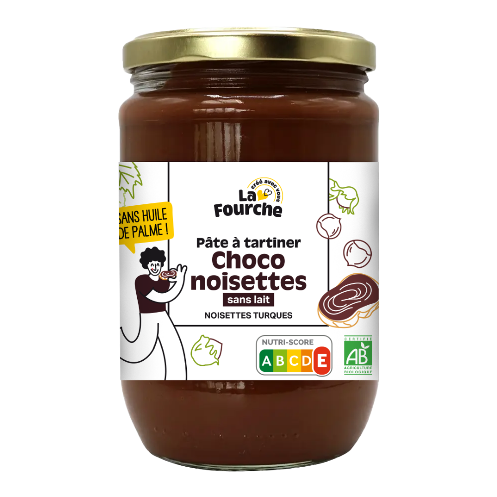 Pâte à tartiner chocolat noisette sans lait bio