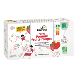 Purée pommes-fruits rouges en gourde bio - 12x90g