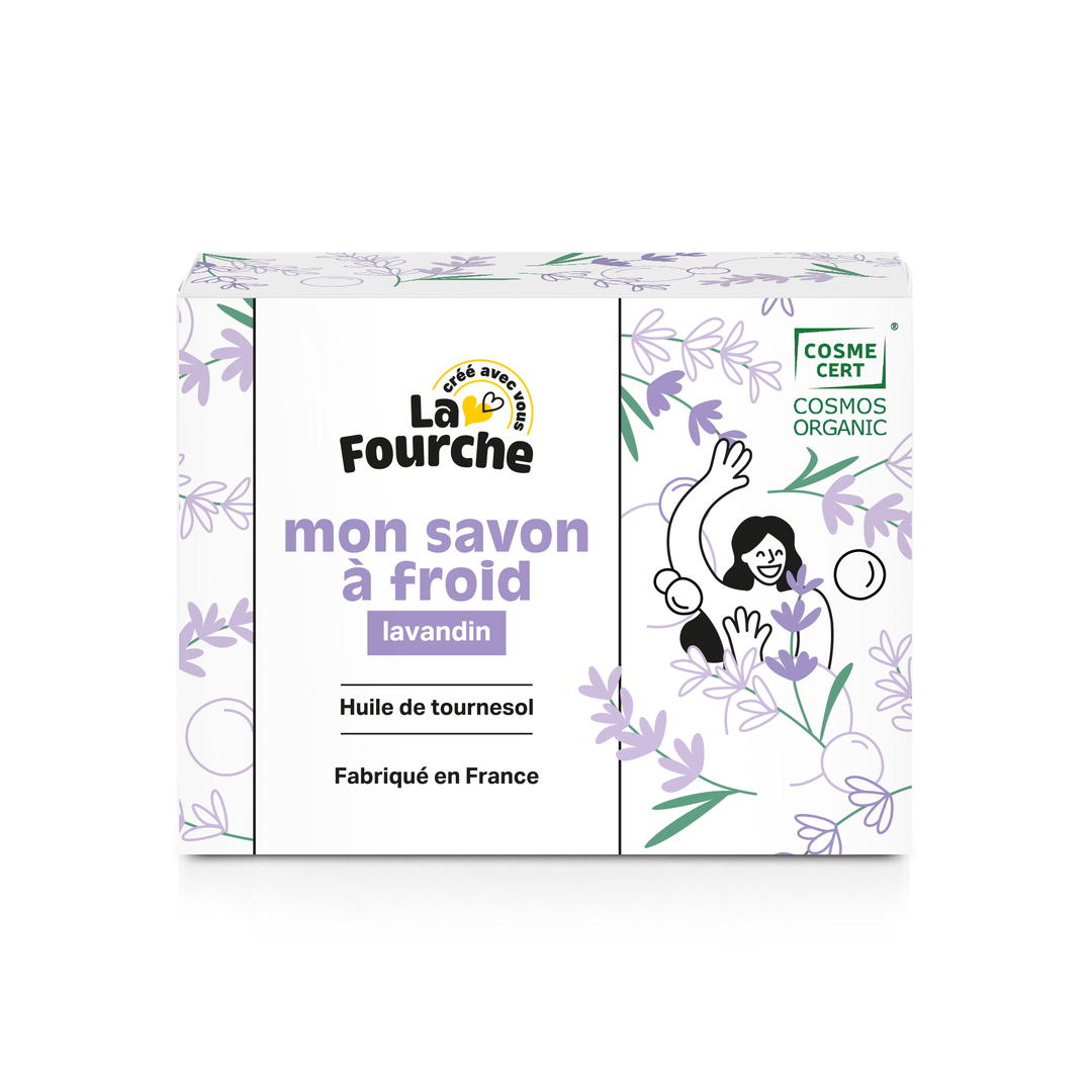 Savon saponifié à froid lavandin certifié Cosmos Organic