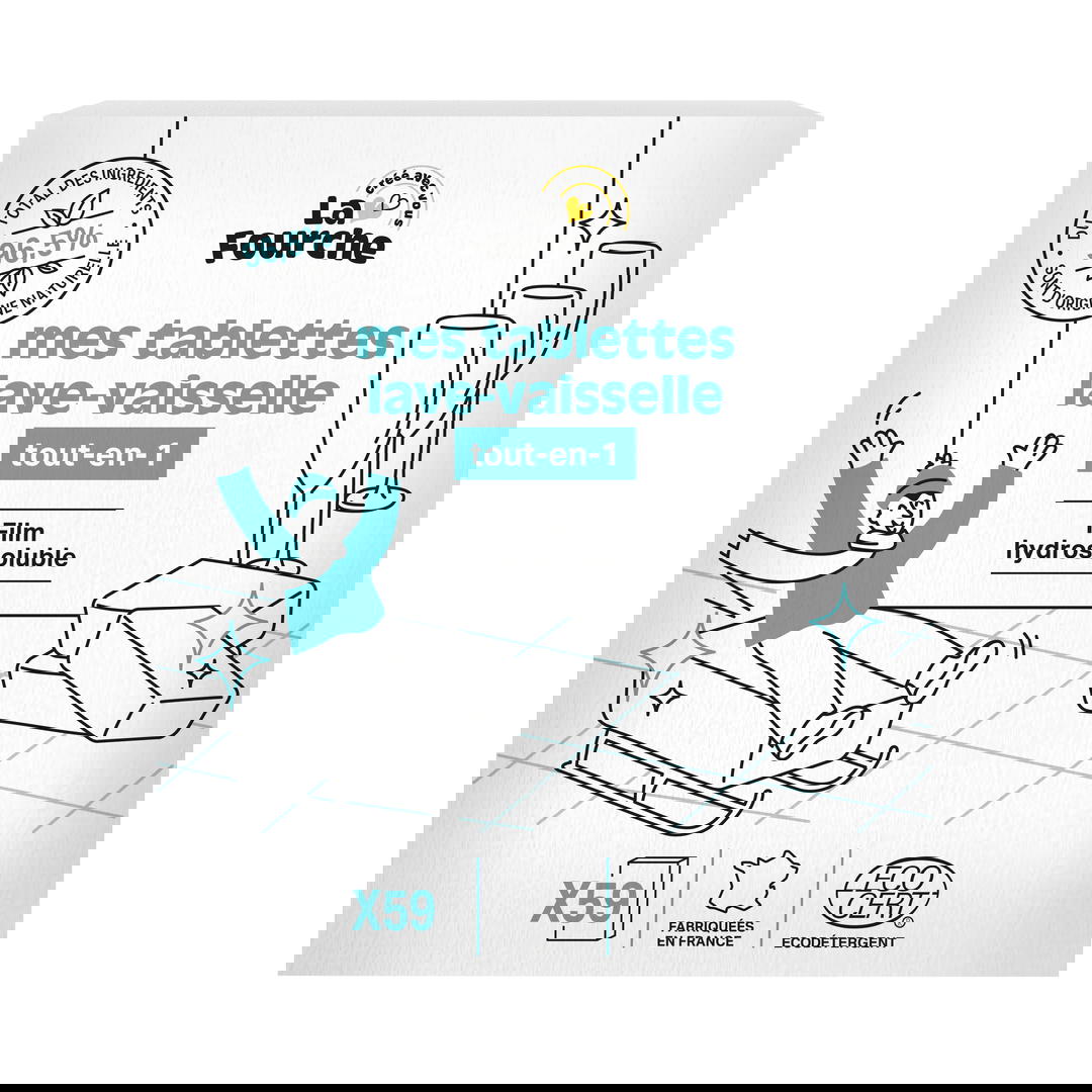 Tablettes lave-vaisselle tout-en-1 certifiées Ecodétergent - Nouvelle formule ! x 59