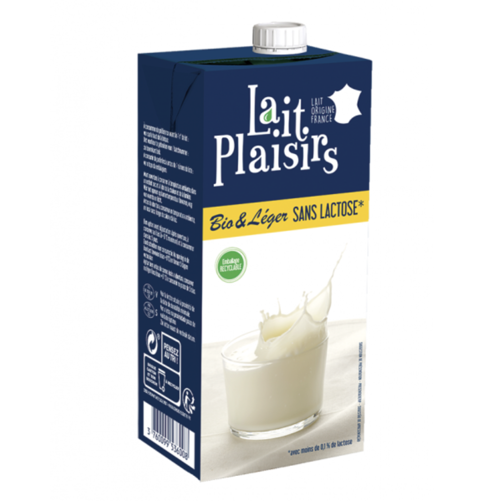 Lait demi-écrémé UHT sans lactose bio