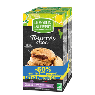 Lot de 2 boîtes de cookies fourrés chocolat noir bio