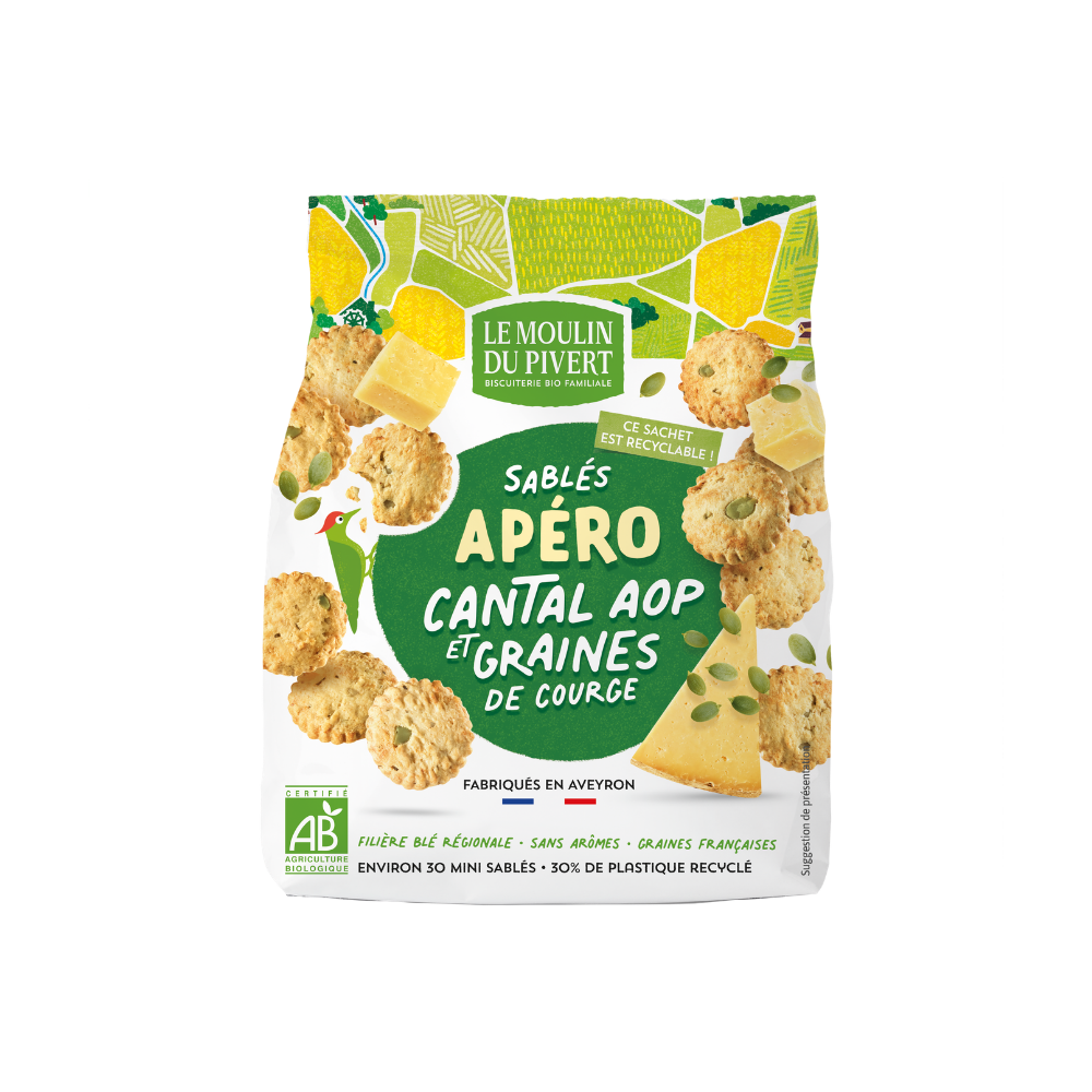 Sablés apéro cantal et graines de courge bio