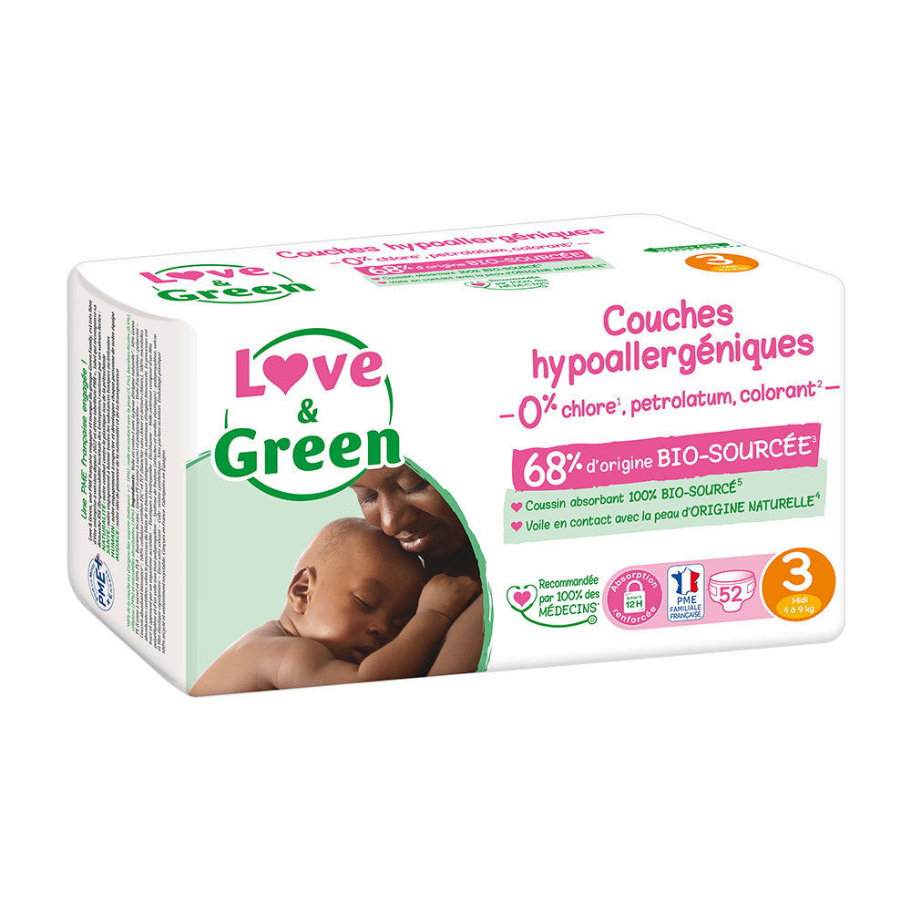 Couches T3 (4-9kg) Hypoallergéniques Love and Green