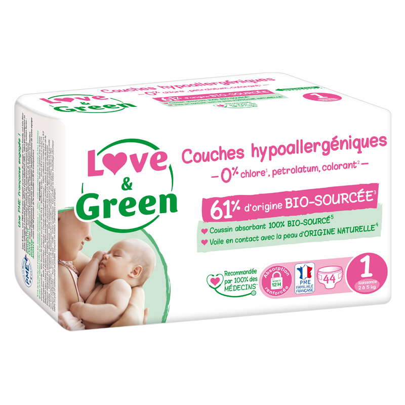 Couches T1 (2-5kg) hypoallergéniques x 44