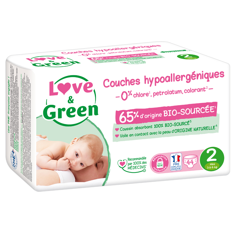 Couches T2 (3-6kg) hypoallergéniques x 44