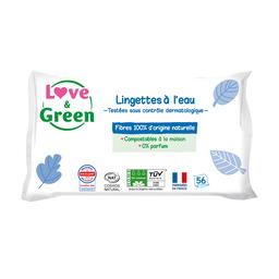 Lingettes à l'eau fibres d’origine naturelle x 56