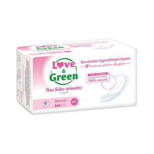 Serviettes incontinence pour fuites urinaires hypoallergéniques normal x 12