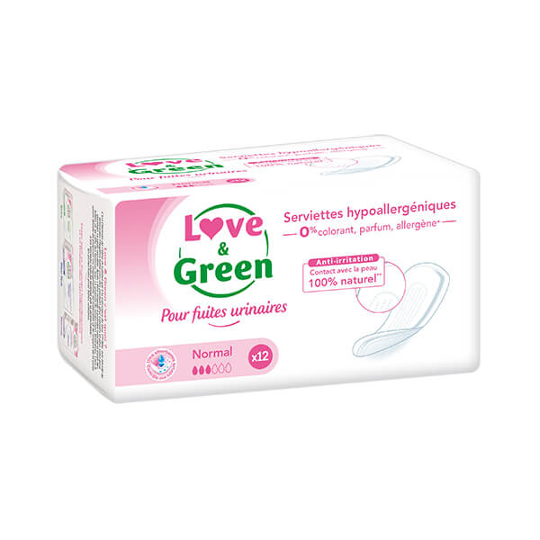 Serviettes incontinence hypoallergéniques normal x 12