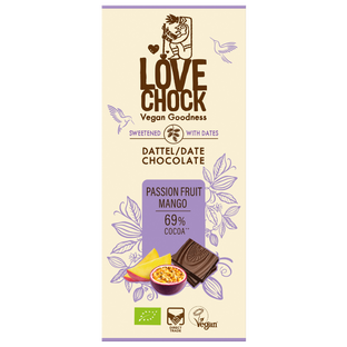 Tablette chocolat fruit de la passion mangue sucrée avec des dattes bio