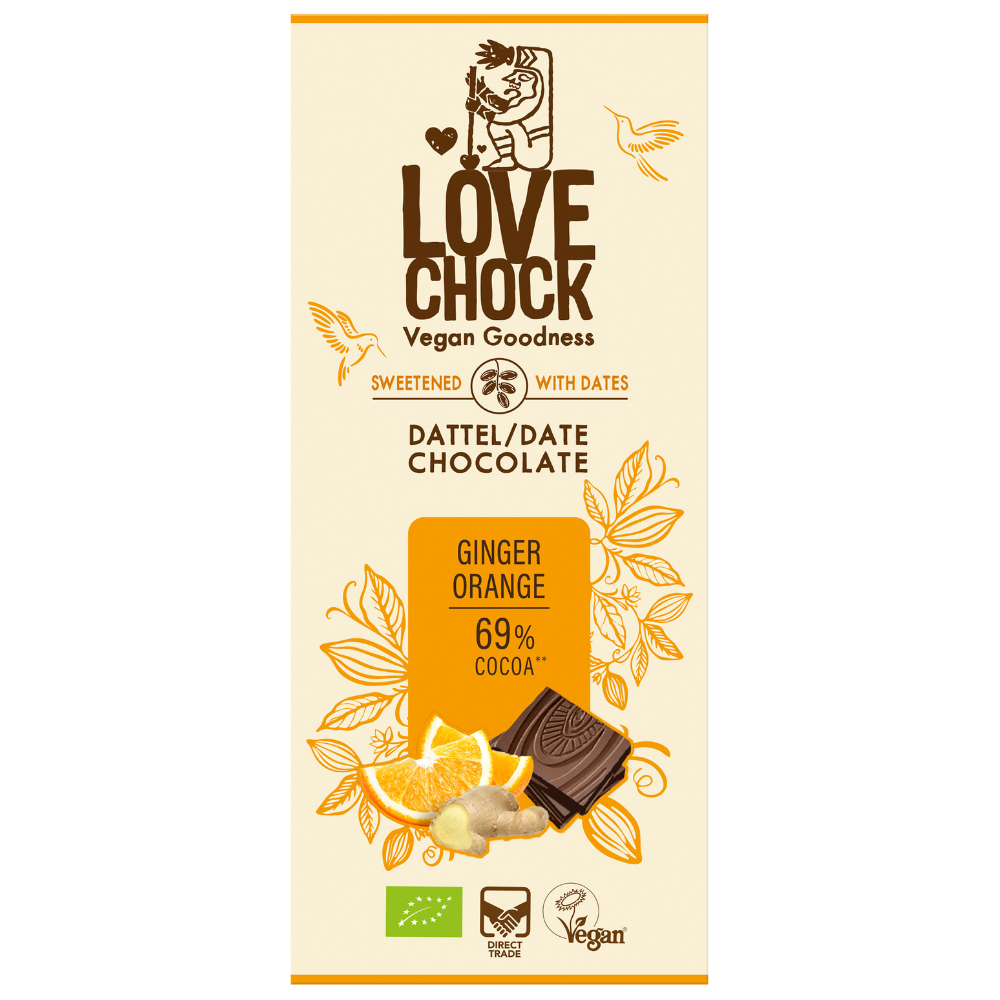 Tablette chocolat gingembre orange sucrée avec des dattes bio