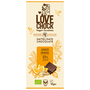 Tablette chocolat gingembre orange sucrée avec des dattes bio