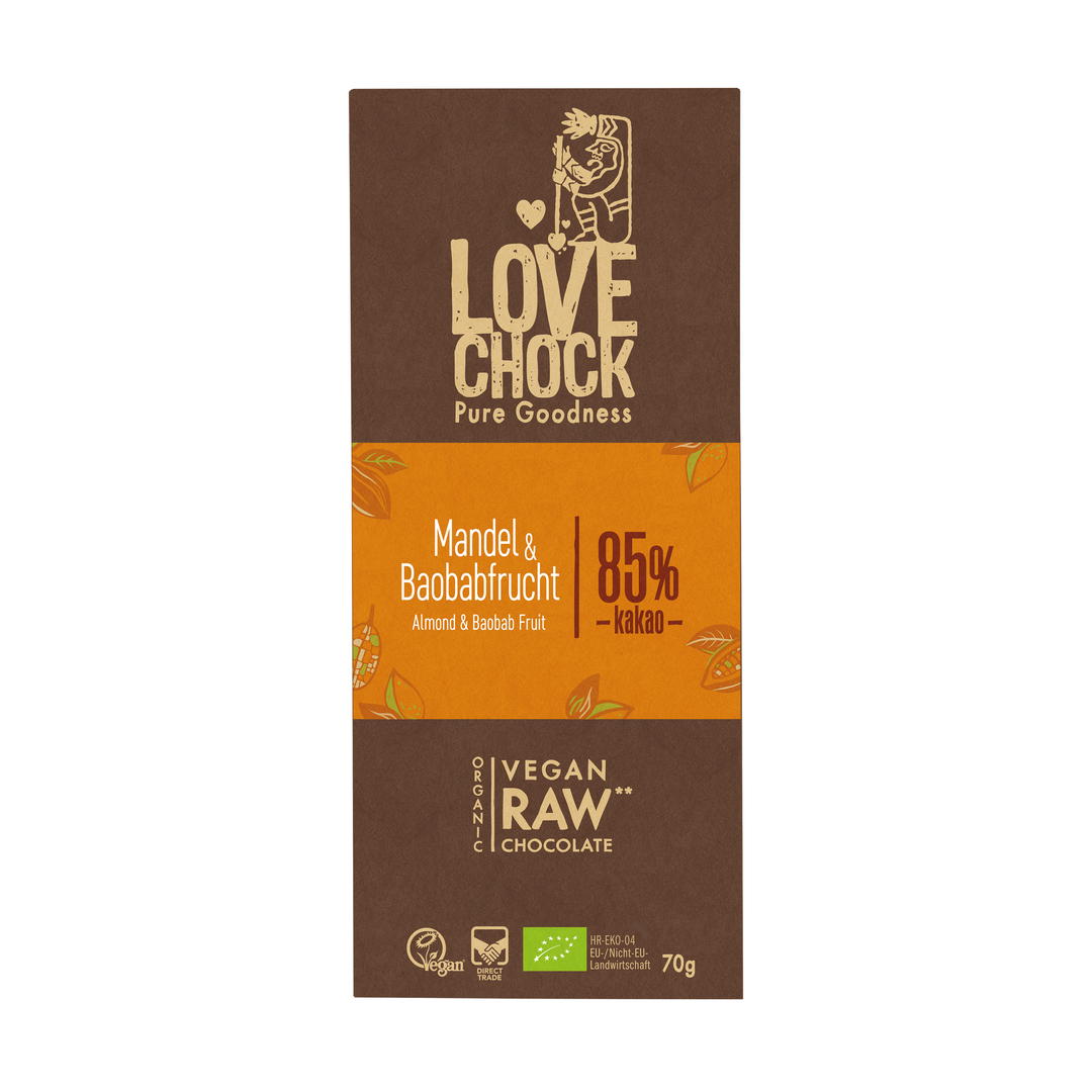 Tablette chocolat vegan amande baobab bio