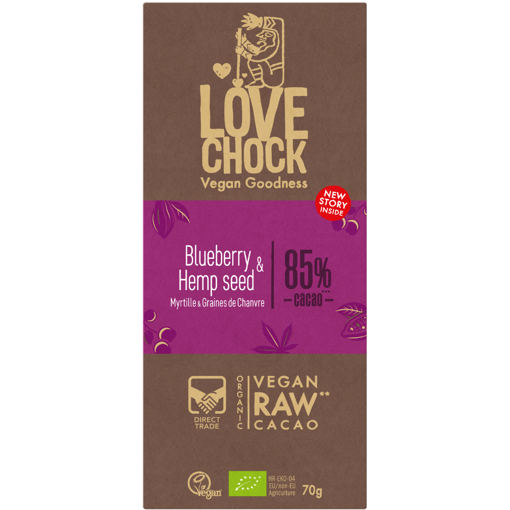 Tablette crue myrtille et graines de chanvre 85% bio