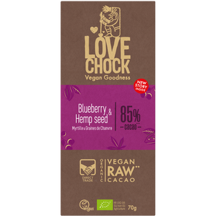 Tablette crue myrtille et graines de chanvre 85% bio