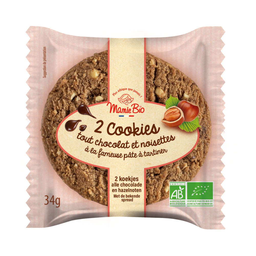 Cookies choco noisettes pâte à tartiner bio x 2