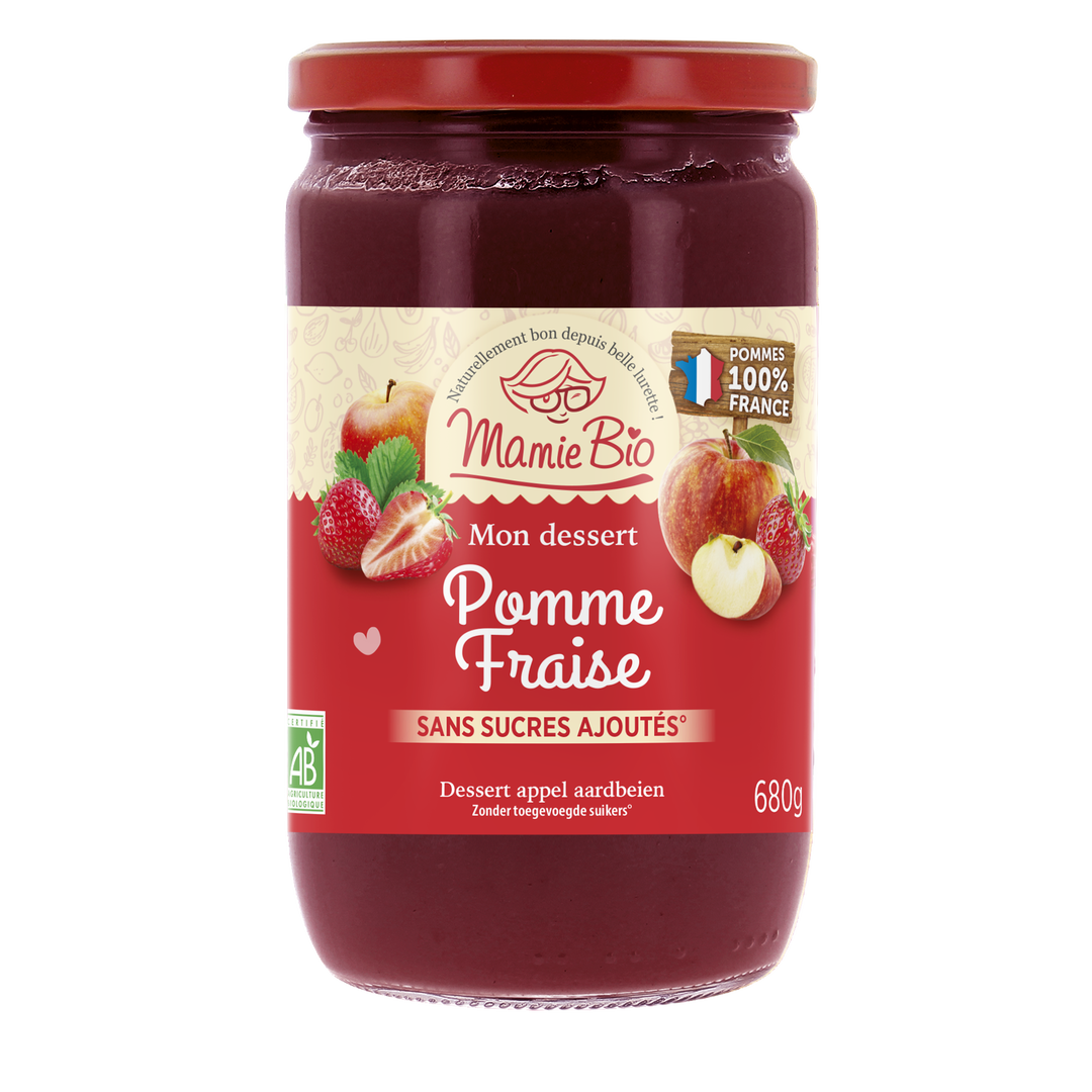 Purée de pomme fraise bio