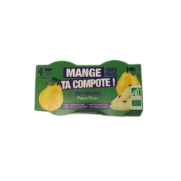 Coupelle compote de poire bio - 100 g x4