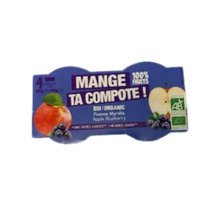 Coupelle compote pomme myrtille bio - 100 g x4