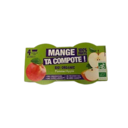 Coupelles compote de pomme bio - 100 g x4
