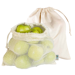Baumwollbeutel für Obst & Gemüse, 2 Stück