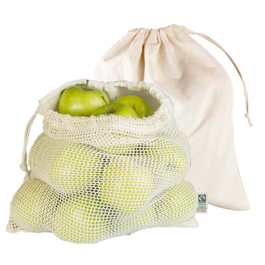 Baumwollbeutel für Obst & Gemüse, 2 Stück