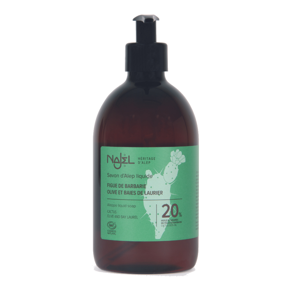 Savon d'alep liquide 20% d'huile de figue de barbarie bio