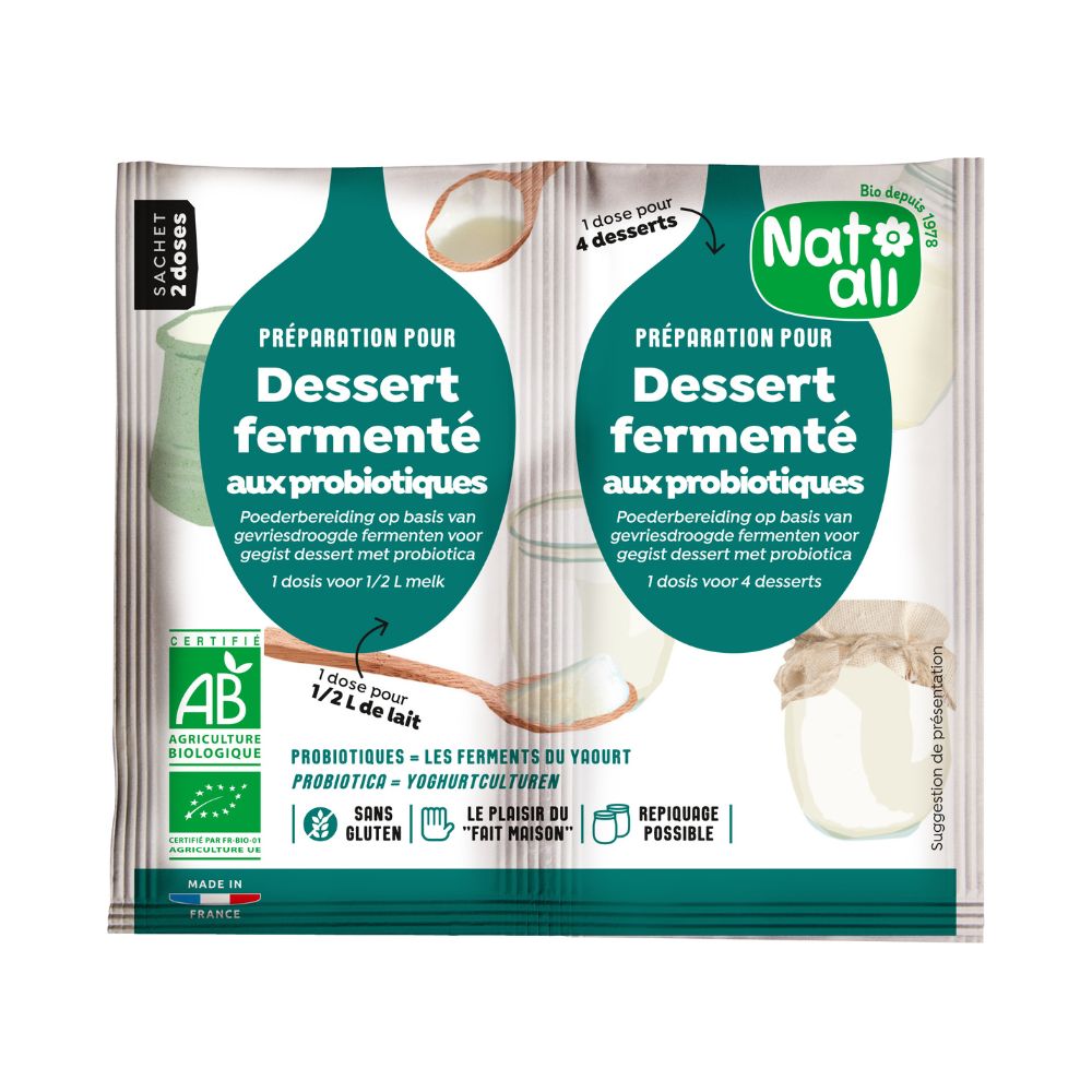 Ferments yaourts et desserts aux probiotiques bio