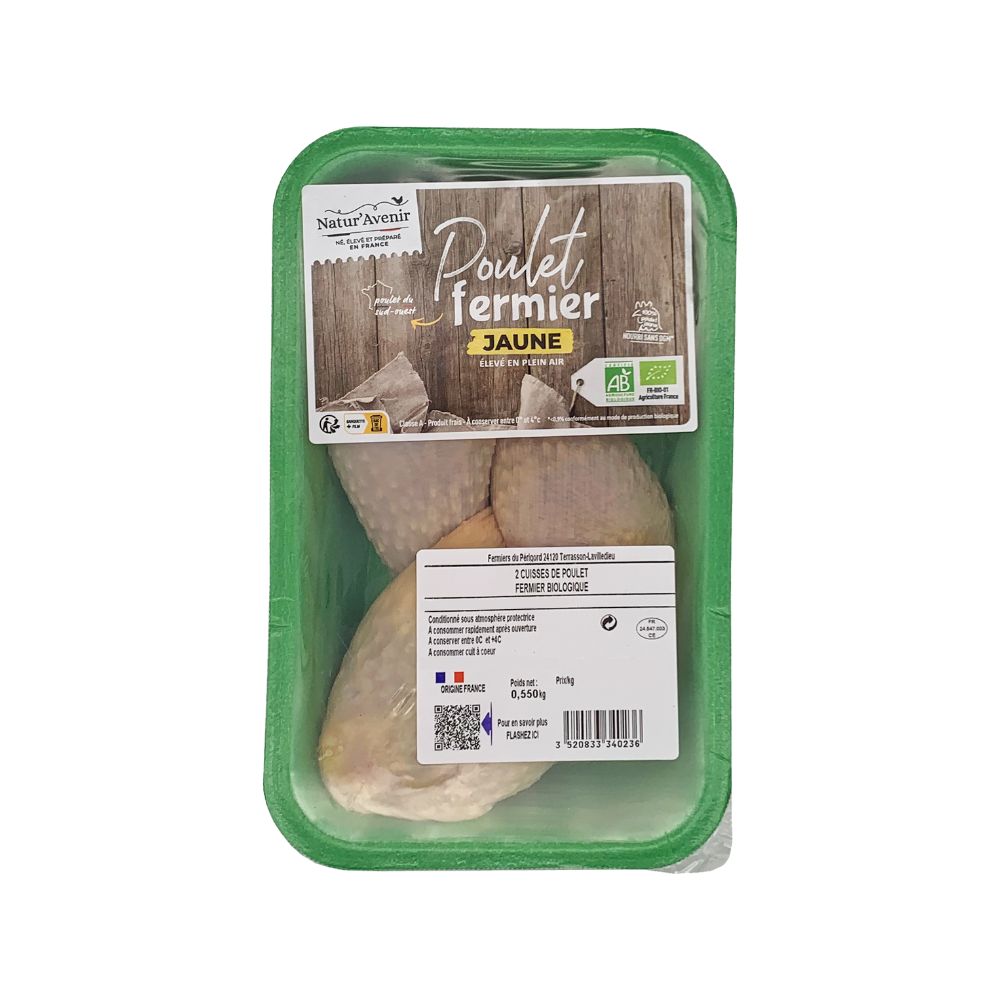Cuisses de poulet fermier jaune bio x2