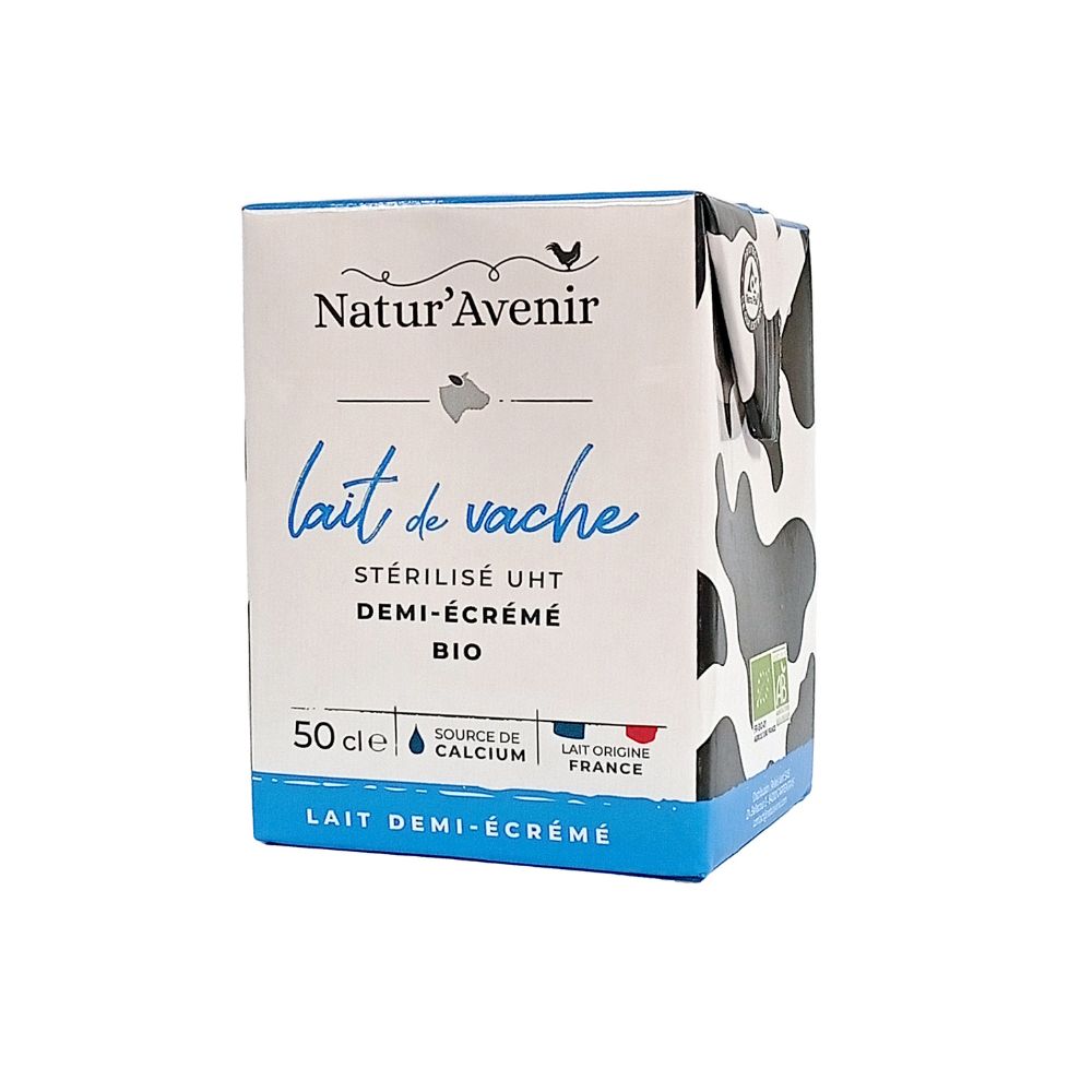 Lait de vache UHT demi-écrémé bio
