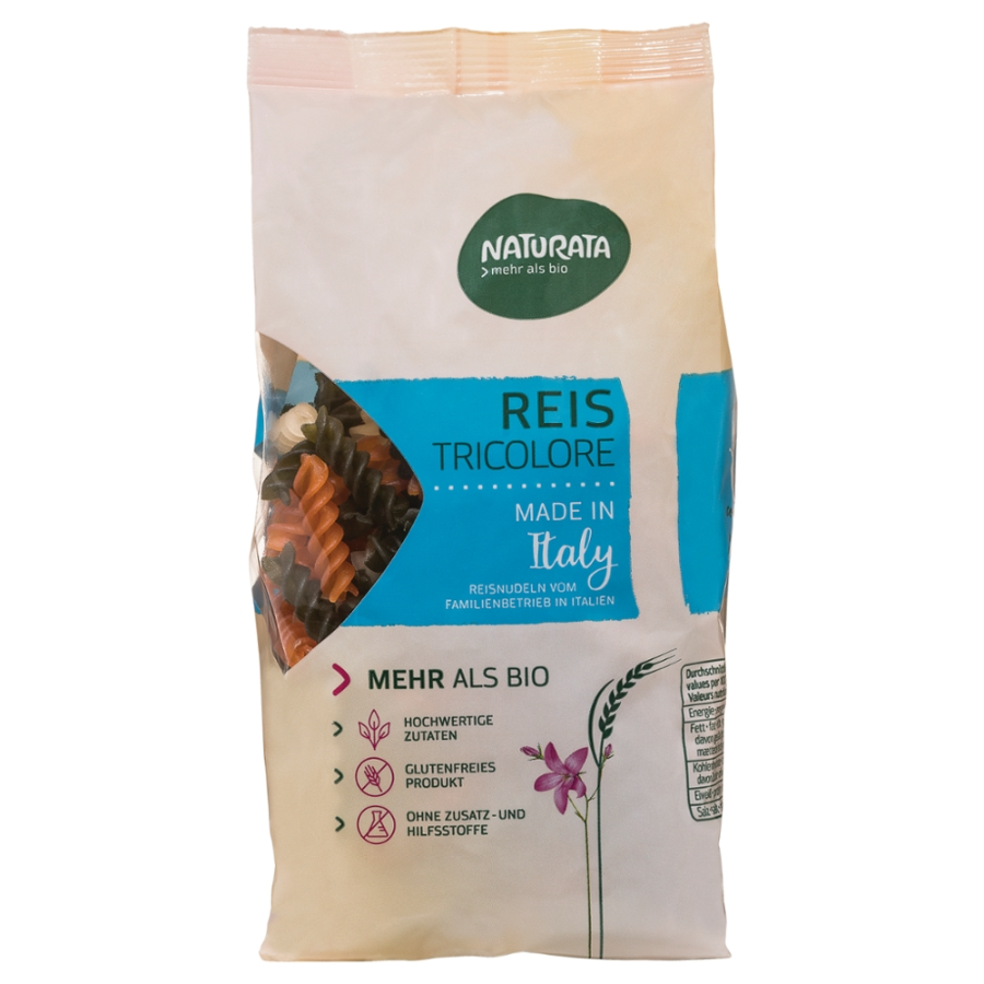 Bio Reisnudeln Tricolore, glutenfrei