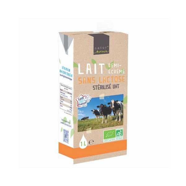Lait De Vache Delactose Uht Demi Ecreme Bio La Fourche