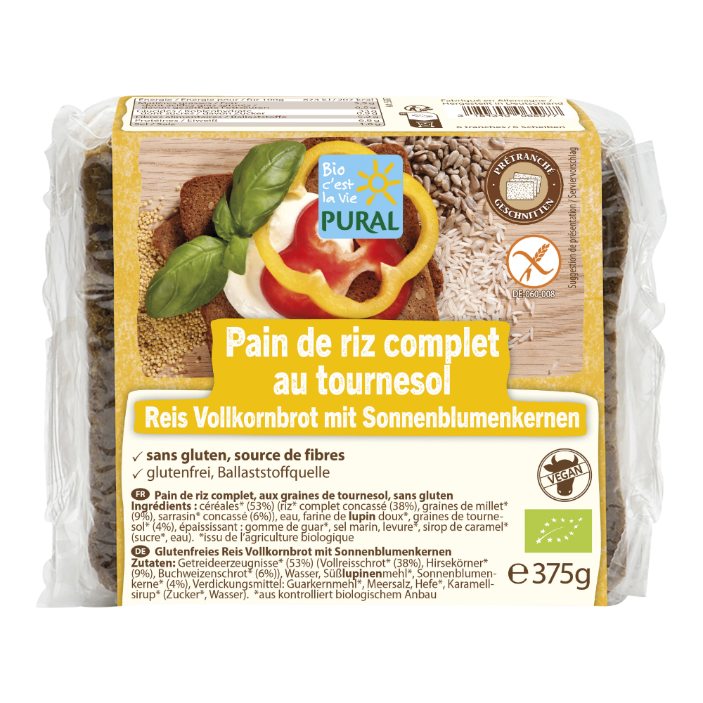 Pain complet riz & graines de tournesol sans gluten bio