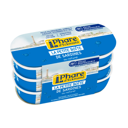 Petite boîte de sardines au naturel - pêche responsable - 3x39g