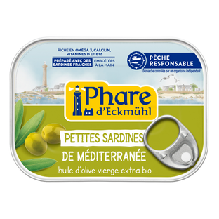 Petites sardines de Méditerranée à huile d'olive vierge extra bio - pêche responsable