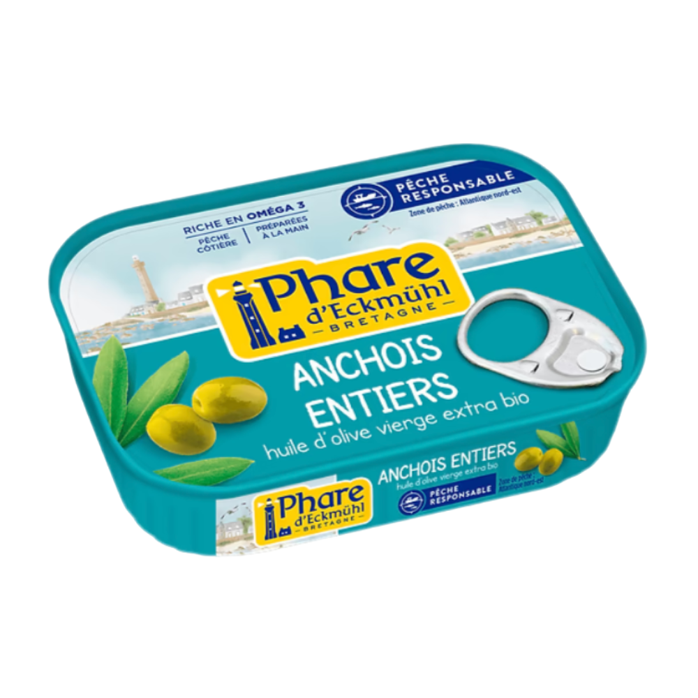 Anchois entiers à l'huile d'olive vierge extra bio