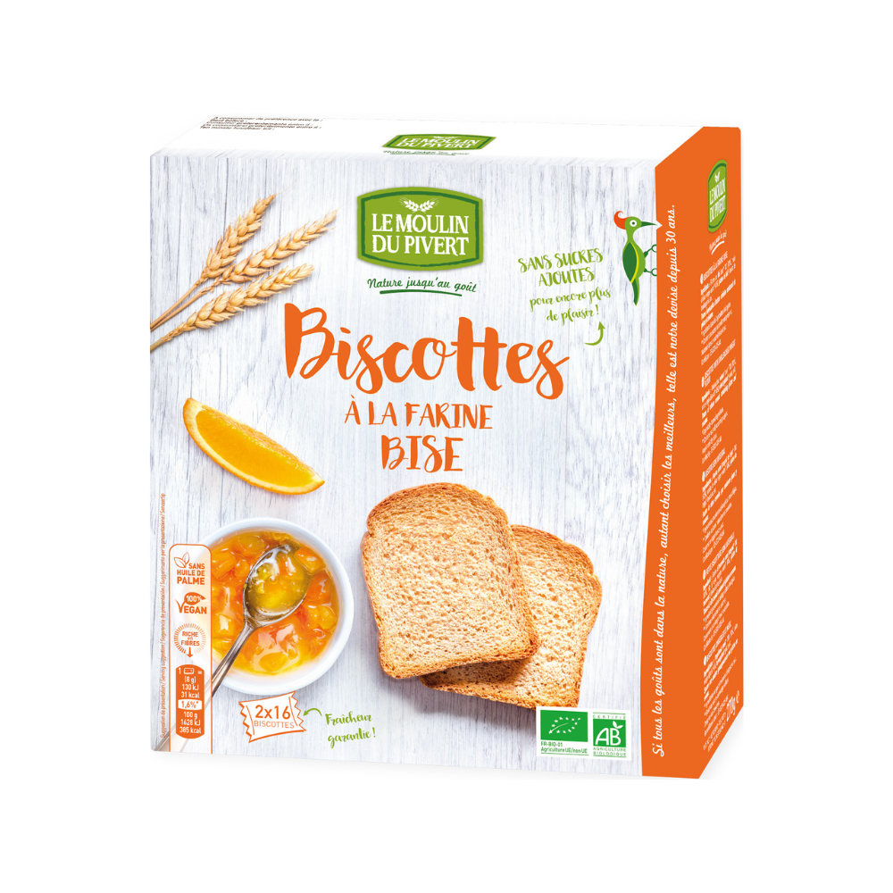 Biscottes bises sans sel à l'huile d'olive bio