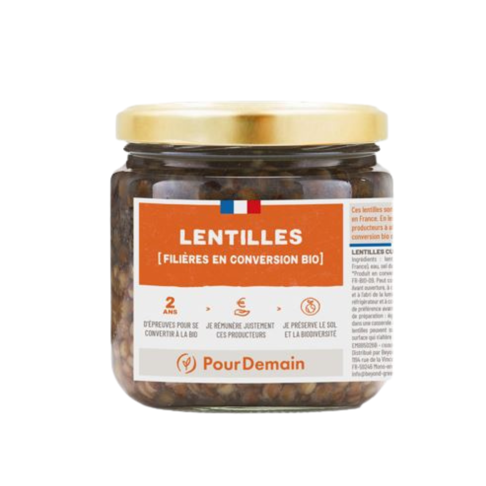 Lentilles vertes en conversion