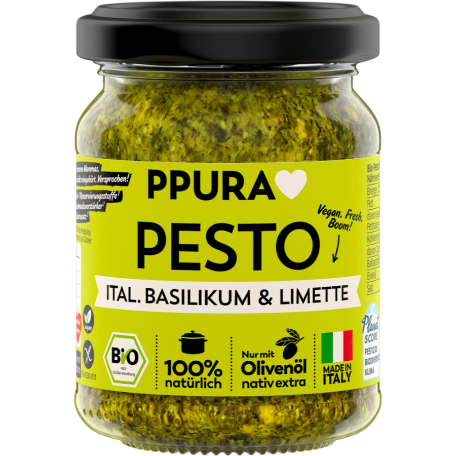 Bio Pesto Basilikum, Limette & Cashews, vegan