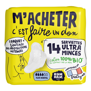 Serviettes périodiques jour bio x 14