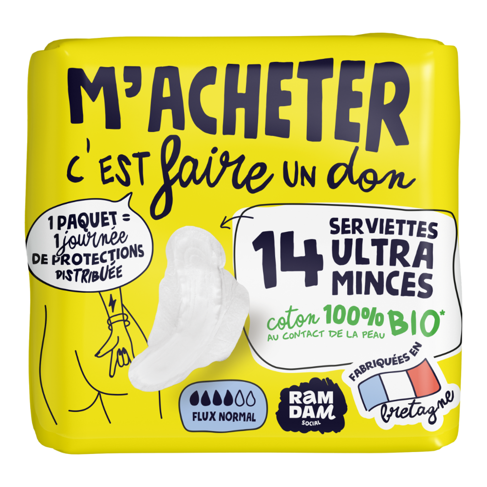 Serviettes périodiques jour bio x 14