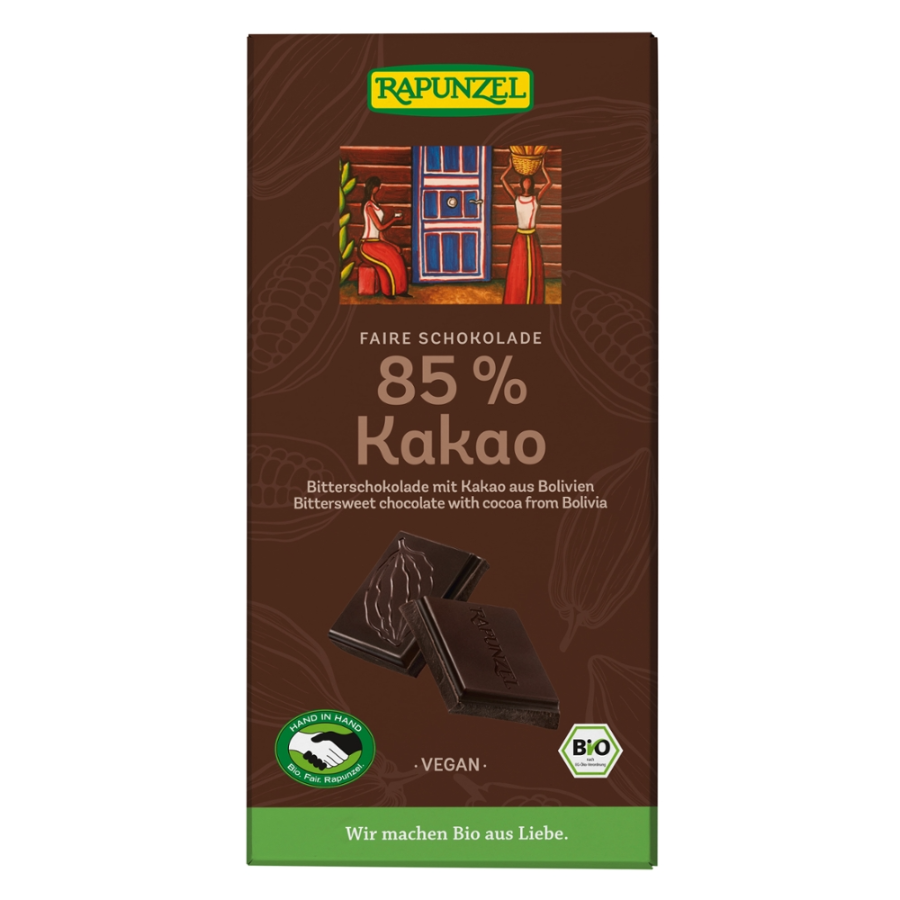 Bio Schokolade Bitter 85% Kakao, vegan