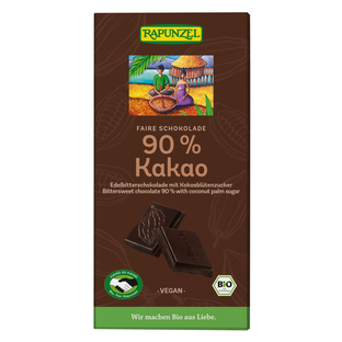 Bio Schokolade mit Kokosblütenzucker 90% Kakao, vegan